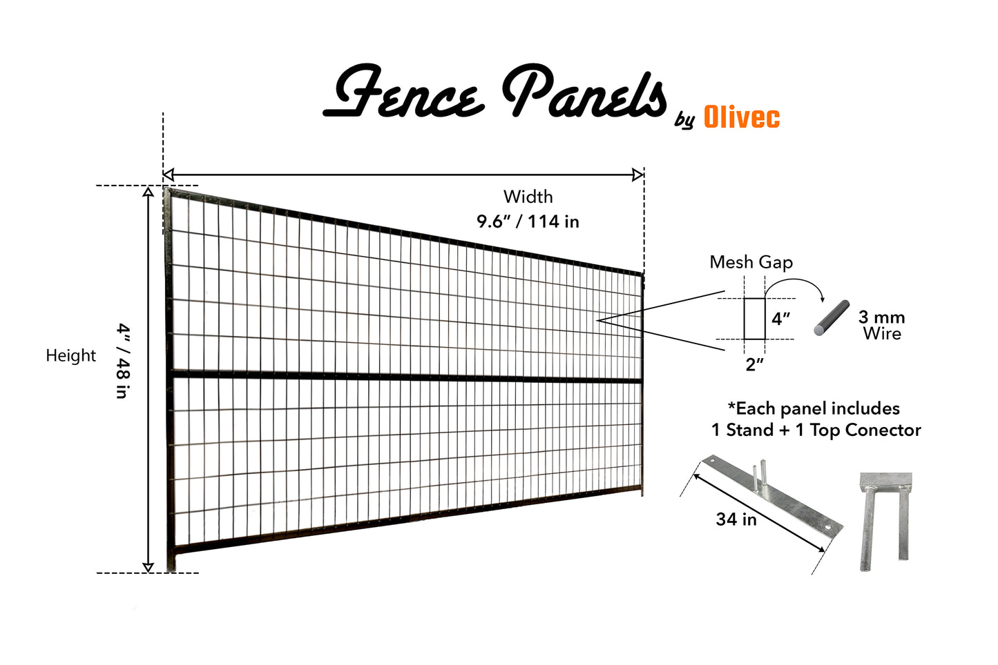4Hx9’6L Fence Panel - PVC Coated